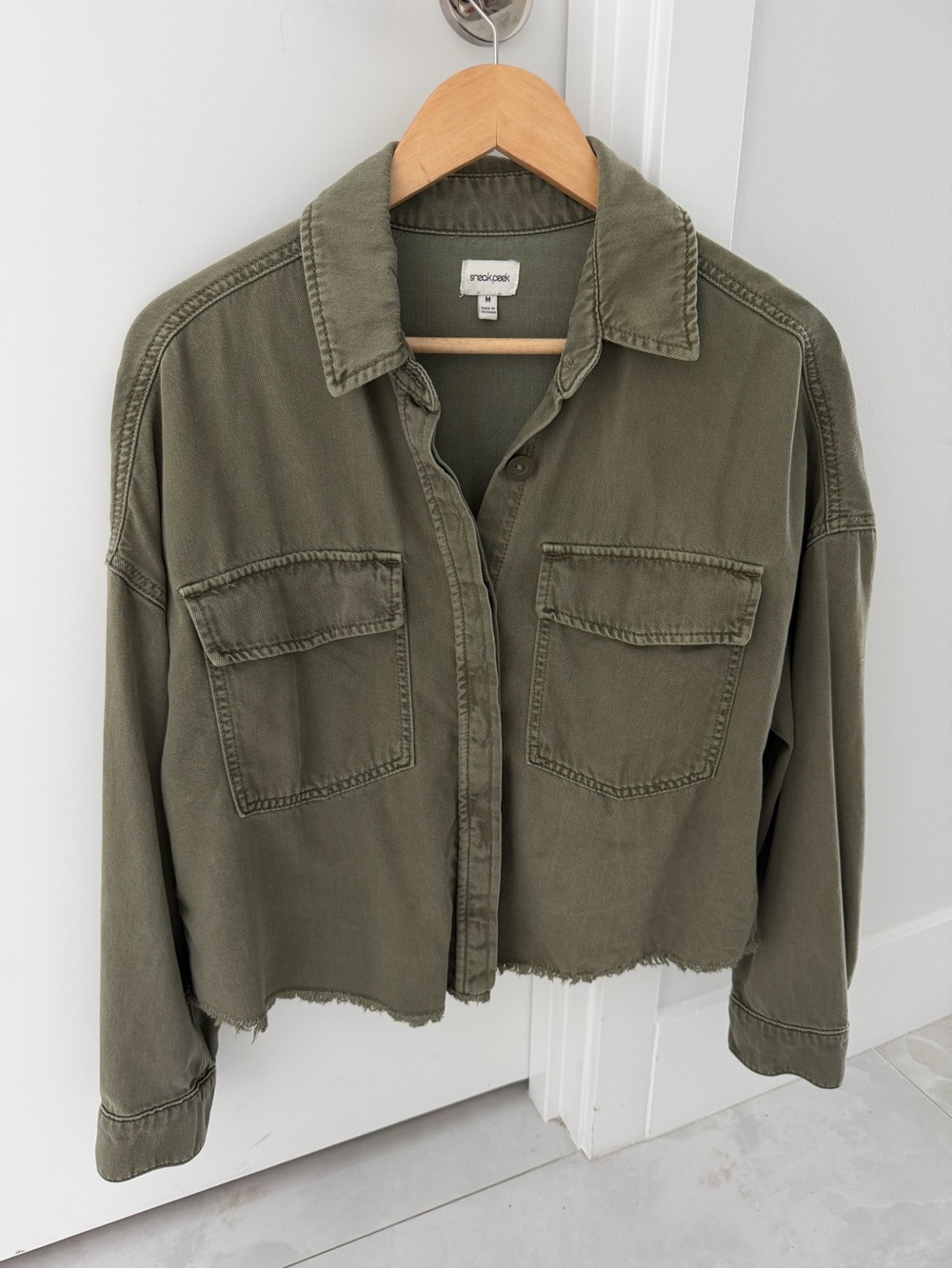 Sneak Peek Army Green Button Down Shirt Jacket Shacket Size Medium